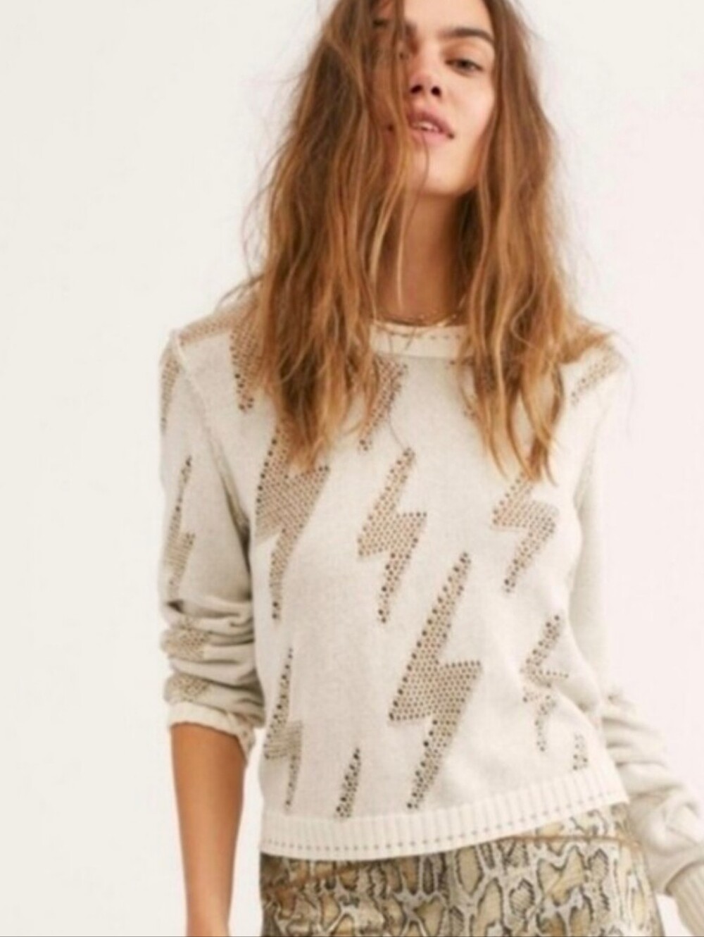 Free People Lightening Bold Knit Sweater Size Small
